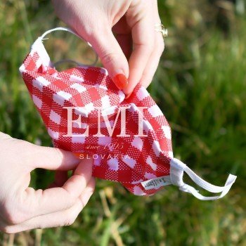 Ochranné rúško dvojvrstvové textilné červené s gumičkou EMI