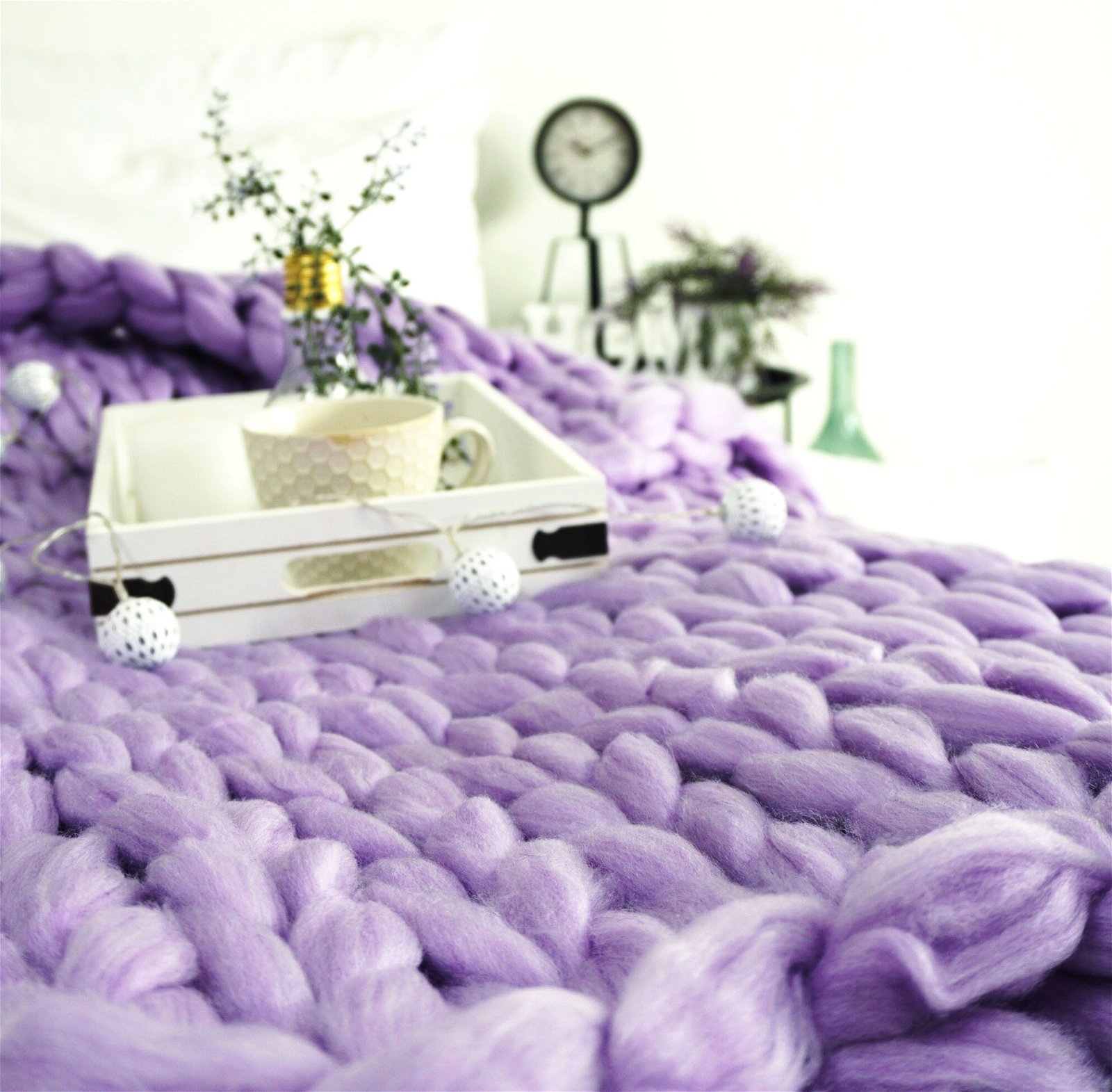 pletená deka fialová